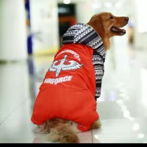 Red and Black Dog Jacket with Airforce Design